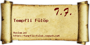 Tempfli Fülöp névjegykártya